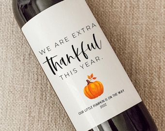 Fall Baby Announcement Wine Labels | Personalized Pregnancy Announcement Gift | Pairs well with being Grandparents | Gift for Aunt, Uncle