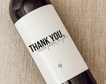 Thank you Wine Label, Thank you Card, Thank you Gift, Thank you Candle, Thank you Mini Champagne, Party Favor Thank you, Thank you Sticker