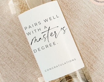 Master's Degree, Graduation Gift, Graduation Wine Label, Funny Graduation Gift, Graduation Card, Gift for Her, Gift for Him, Class of 2023