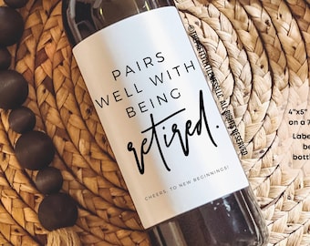 Se marie bien avec un retraité, étiquette de vin de retraite, cadeau pour elle, cadeau pour lui, cadeau de retraite, cadeaux pour collègue, cadeaux de bureau