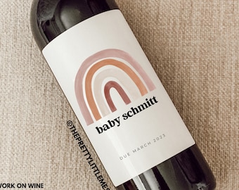Etiquetas de vinho para anúncio de bebê | Presente original do anúncio da gravidez | Presente dos avós | Estamos tendo um bebê! | Presente de tia e tio