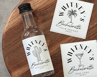 Custom Location Themed Bachelorette Liquor Label, Custom Shooter Label, Bachelorette Party Favors, Bachelorette Gifts, Tequila Label 50ml