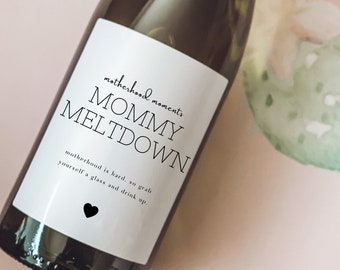 New Mom Gift | Unique Mom Gift | Motherhood Moments Wine Labels | Celebrate Mom Life | New Baby Gift | Mama Gift | Baby Gift