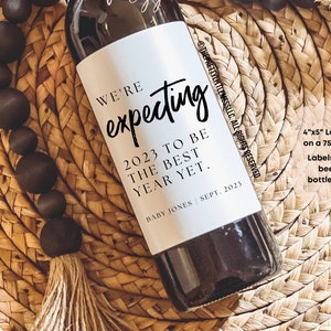Etiquetas de vinho para anúncio de bebê, presente personalizado para anúncio de gravidez, presente para avós, presente para tia, presente para tio, revelação de bebê