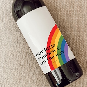 Rainbow baby, Baby Announcement Wine Labels, Pregnancy Announcement Gift, Grandparents Gift, Becoming an Aunt, Uncle, Becoming Grandparents