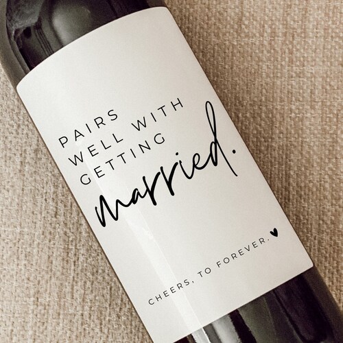 Engagement Wine Label Engagement Gift Pairs Well With Etsy