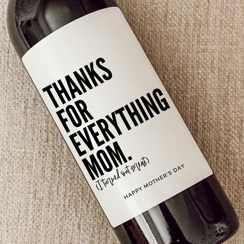 Mother's Day Gift Mother's Day Wine Label Funny Mom Etsy