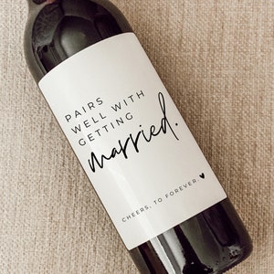 Étiquette de vin de mariage, Cadeau de fiançailles, Se mariera bien avec un mariage, Cadeau de fiançailles pour un couple, Cadeau pour elle, Carte de fiançailles, Cadeau pour la mariée