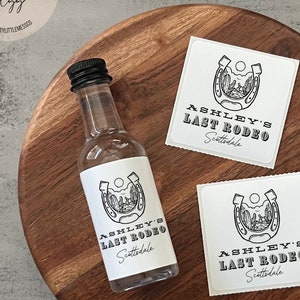 Last Rodeo Bachelorette Party Favors, Custom Bachelorette Logo, Custom Bachelorette Shooter Label, Let&#39;s Go Girls, 50ml Tequila Label