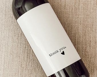 Thank you Wine Label, Thank you Card, Thank you Gift, Thank you Candle, Thank you Mini Champagne, Party Favor Thank you, Thank you Sticker