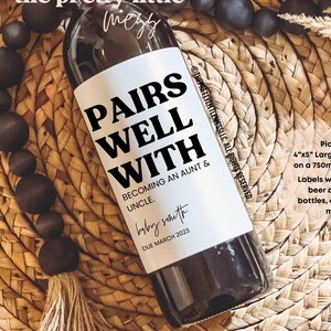 Etiquette de vin faire-part bébé, cadeau personnalisé faire-part de grossesse, cadeau nouvelle tante, cadeau pour future tante, cadeau pour tante, devenir tante