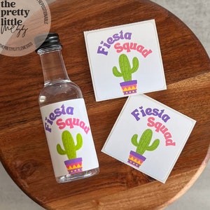Fiesta Squad Down to Fiesta Mini Liquor Label, Custom Bachelorette Shooter Label, Final Fiesta Bachelorette Party Favors, 50ml Tequila Label