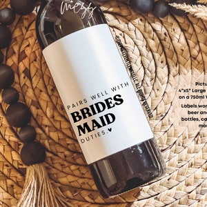 Pairs well with Bridesmaid Duties, Bridesmaid Proposal, Bridesmaid Gift, Bridesmaid Wine Label, Bridesmaid Proposal Box, Bridesmaid Candle