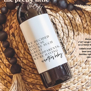 Etiquettes de vin faire-part bébé, cadeau personnalisé faire-part de grossesse, cadeau pour les grands-parents, cadeau pour tante, cadeau pour oncle, faire-part bébé