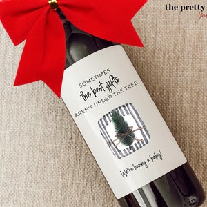 Faire-part de grossesse Noël, cadeau de Noël des grands-parents, étiquette de vin de Noël, faire-part de Noël pour bébé, cadeau tante et oncle