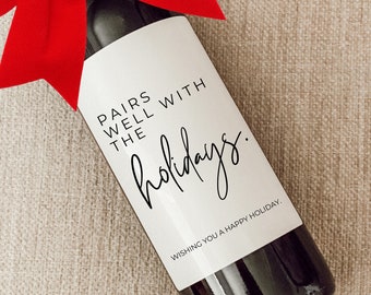 Christmas Wine Label, Christmas Gift for Her, Gift for Him, Holiday Party Hostess Gift, Christmas Party, Holiday Gift, Christmas Gift Ideas