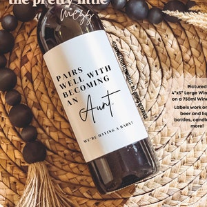 Etiquette de vin faire-part bébé, cadeau de faire-part de grossesse personnalisé, cadeau nouvelle tante, cadeau pour future tante, cadeau pour tante, devenir tante