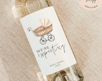 Etiquetas de vino de anuncio de bebé / Regalo personalizado de anuncio de embarazo / Combina bien con ser abuelos / Regalo para nuevos abuelos