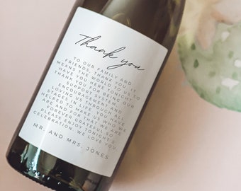 Wedding Day Thank you Wine Label | Table Wine Label | Parent Thank you on Wedding Day | Wedding Day Gift for Friends and Family
