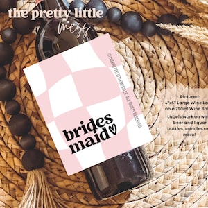 Bridesmaid Gift Wine Label, Maid of Honor Proposal Box Idea, Bridesmaid Proposal Box, Bridesmaid Candle, Bridal Party Wedding, Retro Bride