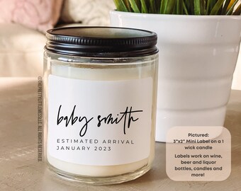 Etiquetas de vinho para anúncio de bebê, presente personalizado para anúncio de gravidez, presente para avós, presente para tia, presente para tio, revelação de bebê