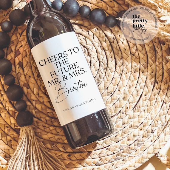 Engagement Wine Label, Engagement Gift, Pairs well with Engagements, Engagement Gift for Couples, Gift for her, Engagement Card, Bride Gift