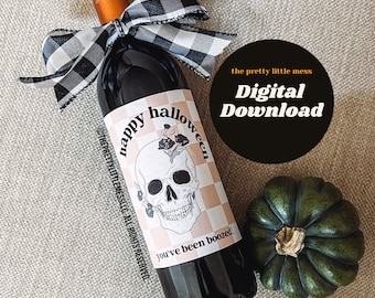 Halloween Wine Label, You've been Boozed, Digital Download Halloween Gift, Halloween Decor, Halloween Party Favor, Funny Halloween Gift, PDF