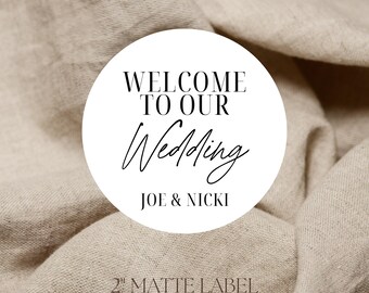 Willkommen zu unserer Hochzeit Weiß Matt Aufkleber, Geschenkanhänger, Geschenkanhänger, Geschenkanhänger, Geschenkanhänger