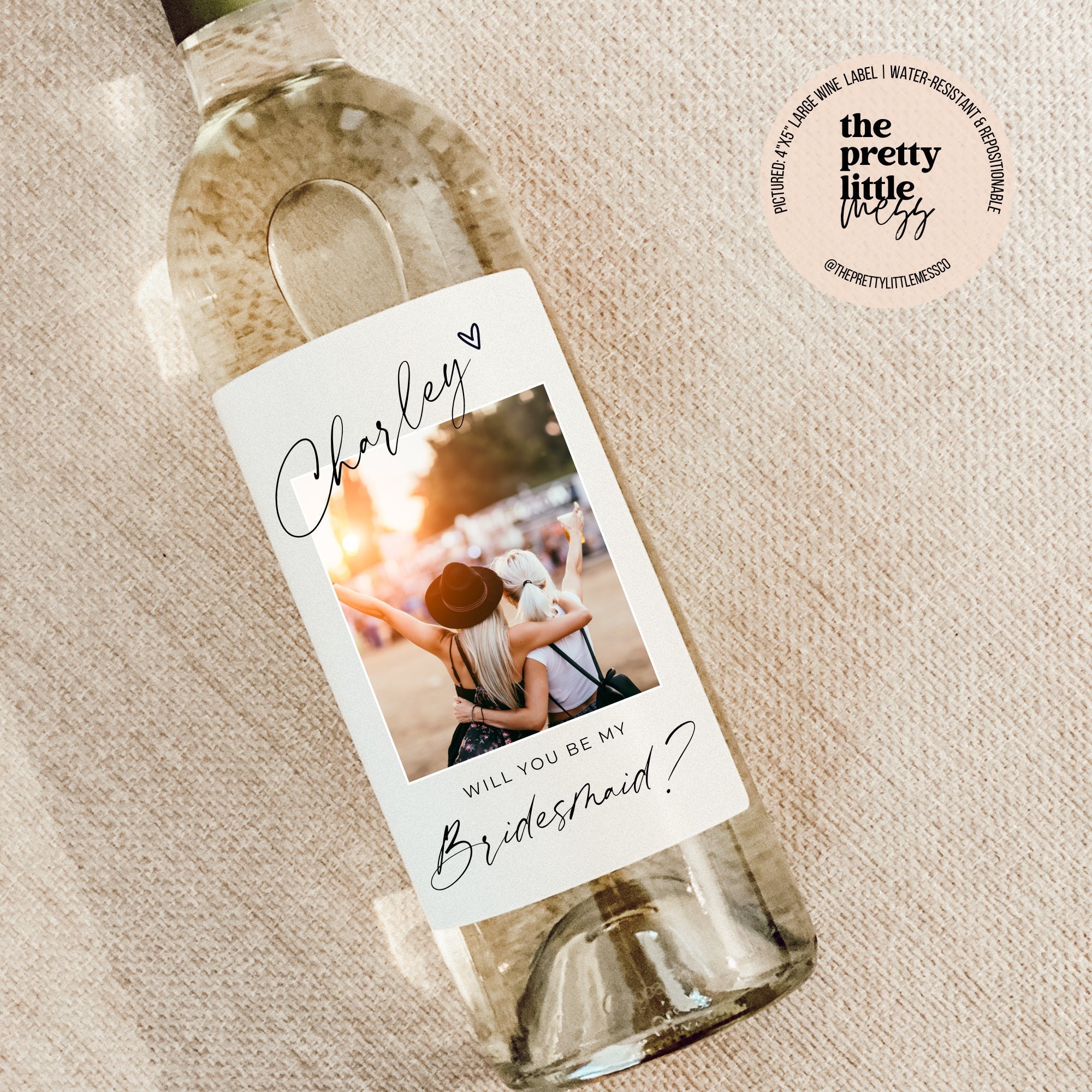 Etiqueta de vino personalizada con foto para dama de honor, propuesta de dama de honor, deberes de la dama de honor, regalos para dama de honor, regalo para la dama de honor