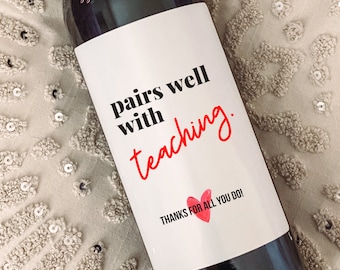Teacher Appreciation Gift, Teacher Wine Labels, Gift for Teacher, Teacher Gift, End of the School Year Gift for Teacher , Teacher gift box