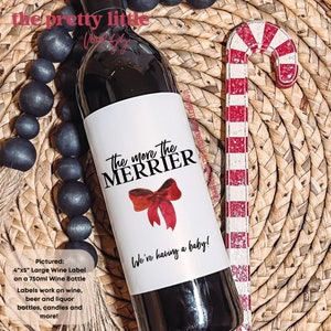 Rótulo de vinho de Natal, anúncio de gravidez de Natal, mais melhor, festa de Natal, presente de feriado, ideias para presentes de Natal dos avós
