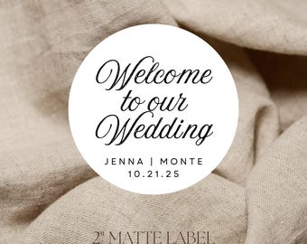 Willkommen zu unserer Hochzeit Weiß Matt Aufkleber, Geschenkanhänger, Geschenkanhänger, Geschenkanhänger, Geschenkanhänger
