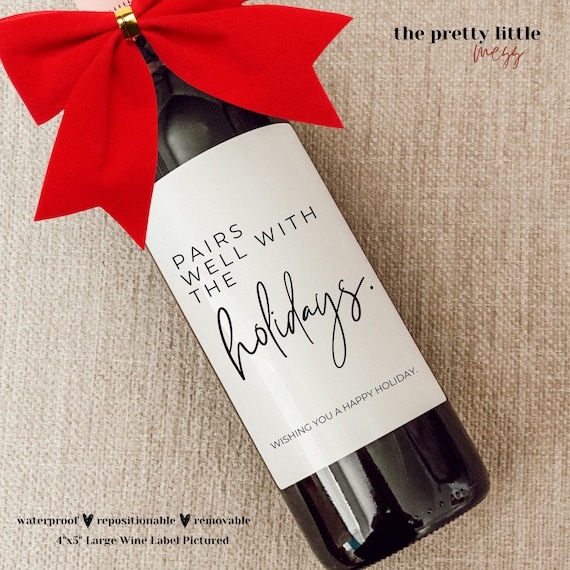 Christmas Wine Label, Christmas Gift for Her, Gift for Him, Holiday Party Hostess Gift, Christmas Party, Holiday Gift, Christmas Gift Ideas