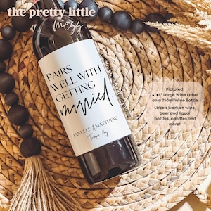 Se marie bien avec la planification d&#39;un mariage, un cadeau de fiançailles, une étiquette de vin de fiançailles, des idées de cadeau pour une mariée, un cadeau de fiançailles pour un couple, un cadeau pour elle