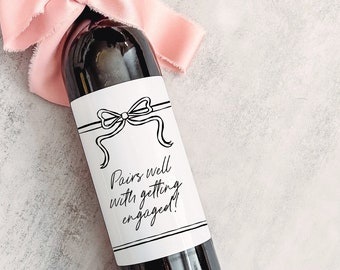 Engagement Wine Label, Modern Engagement Gift, Pairs well with Engagements, Gift for Couples, Gift for her, Engagement Card, Bride Gift
