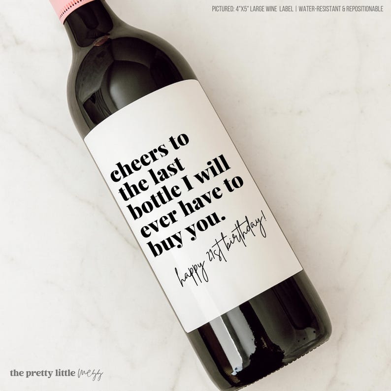 Birthday Gift Ideas
21st Birthday Wine Bottle Label
Personalized Birthday Gift