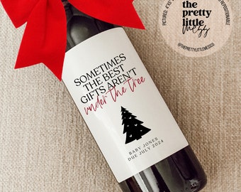 Christmas Pregnancy Announcement, Grandparents Christmas Gift, Christmas Wine Label, Christmas Baby Announcement, Aunt and Uncle Gift