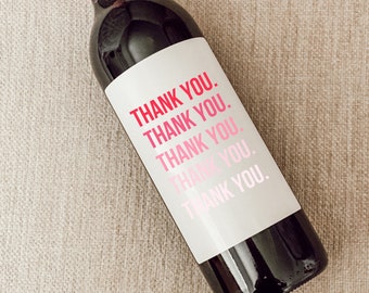 Thank you Wine Label, Thank you Card, Thank you Gift, Thank you Candle, Thank you Mini Champagne, Party Favor Thank you, Thank you Sticker