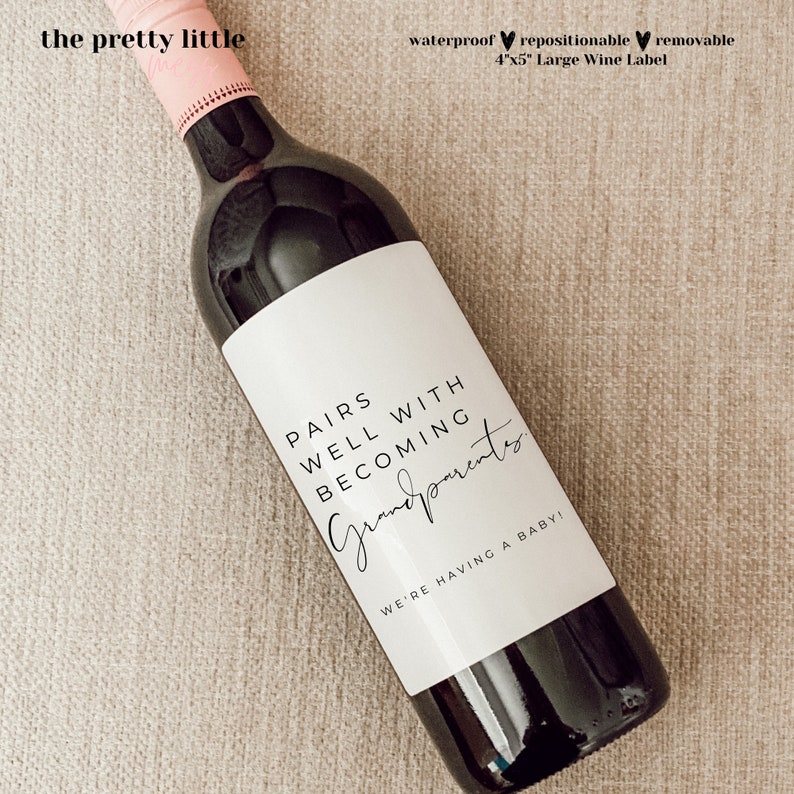 Baby Announcement Wine Labels  Personalized Pregnancy image 1