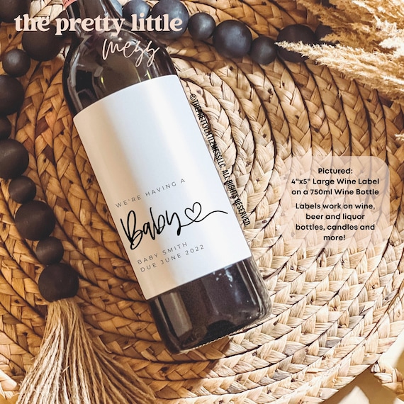 Baby Announcement Wine Labels, Personalized Pregnancy Announcement Gift, Gift for Grandparents, Gift for Aunt, Gift for Uncle, Baby Reveal