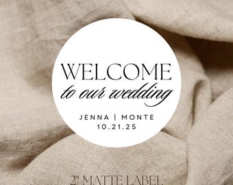 Willkommen zu unserer Hochzeit Weiß Matt Aufkleber, Geschenkanhänger, Geschenkanhänger, Geschenkanhänger, Geschenkanhänger
