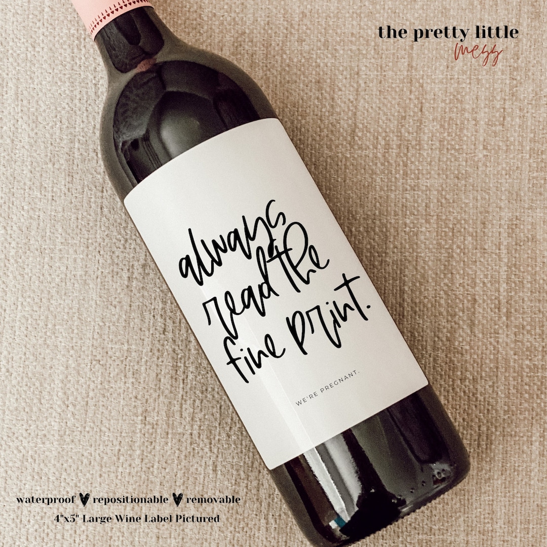 always-read-the-fine-print-we-re-pregnant-baby-announcement-wine-labels-personalized-pregnancy-announcement-gift-gift-for-aunt-uncle-etsy