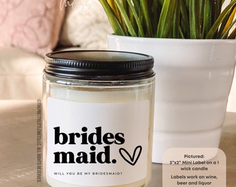 Bridesmaid Proposal Wine Label, Bridesmaid Gift Idea, Bridesmaid Gift Box, Gift for her, Bridesmaid Candle, Bridesmaid Mini Champ