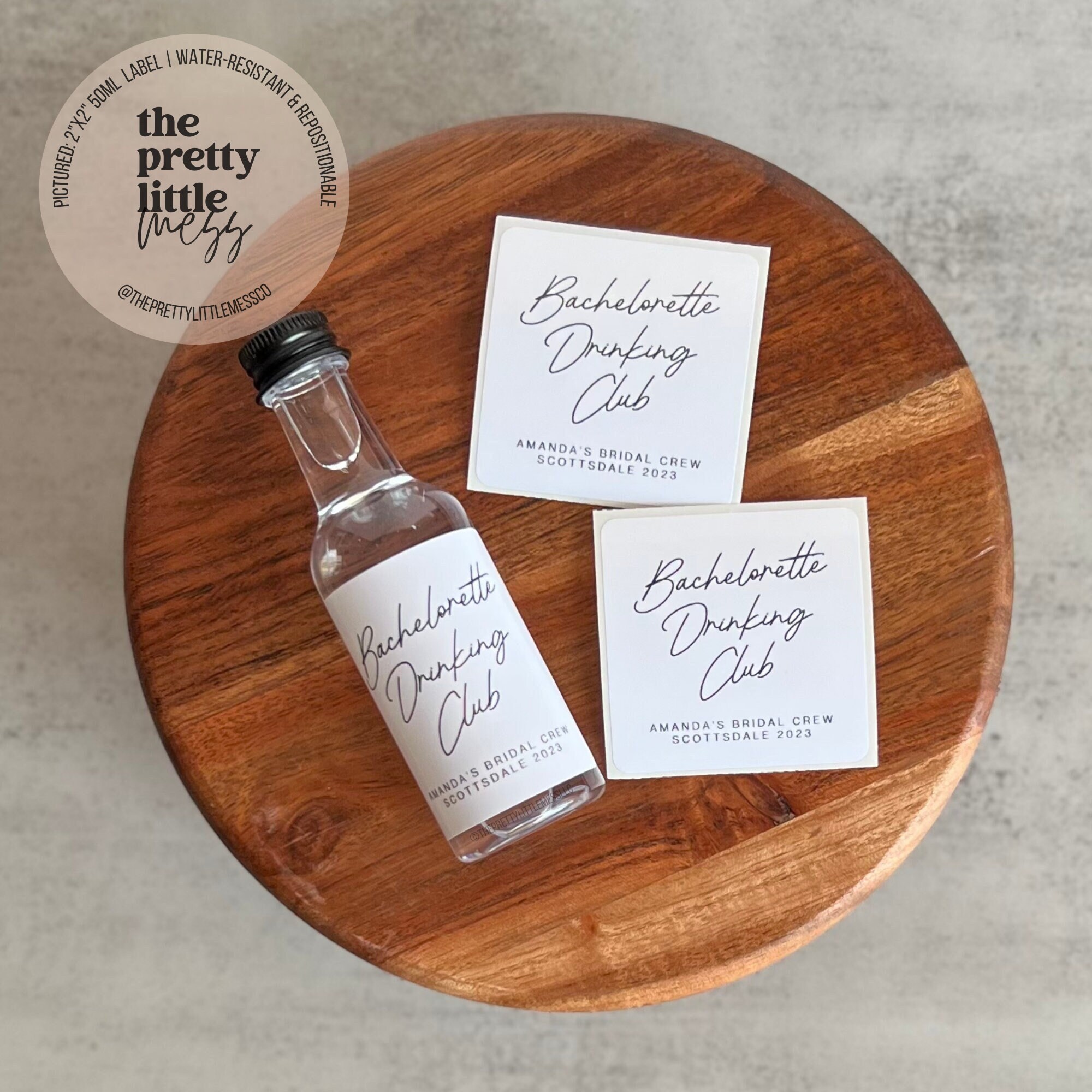 Bachelorette Drinking Club Mini Liquor Labels, Bachelorette Party Favors, Custom Shooter Label, Bachelorette Gifts, 50ml Tequila Label