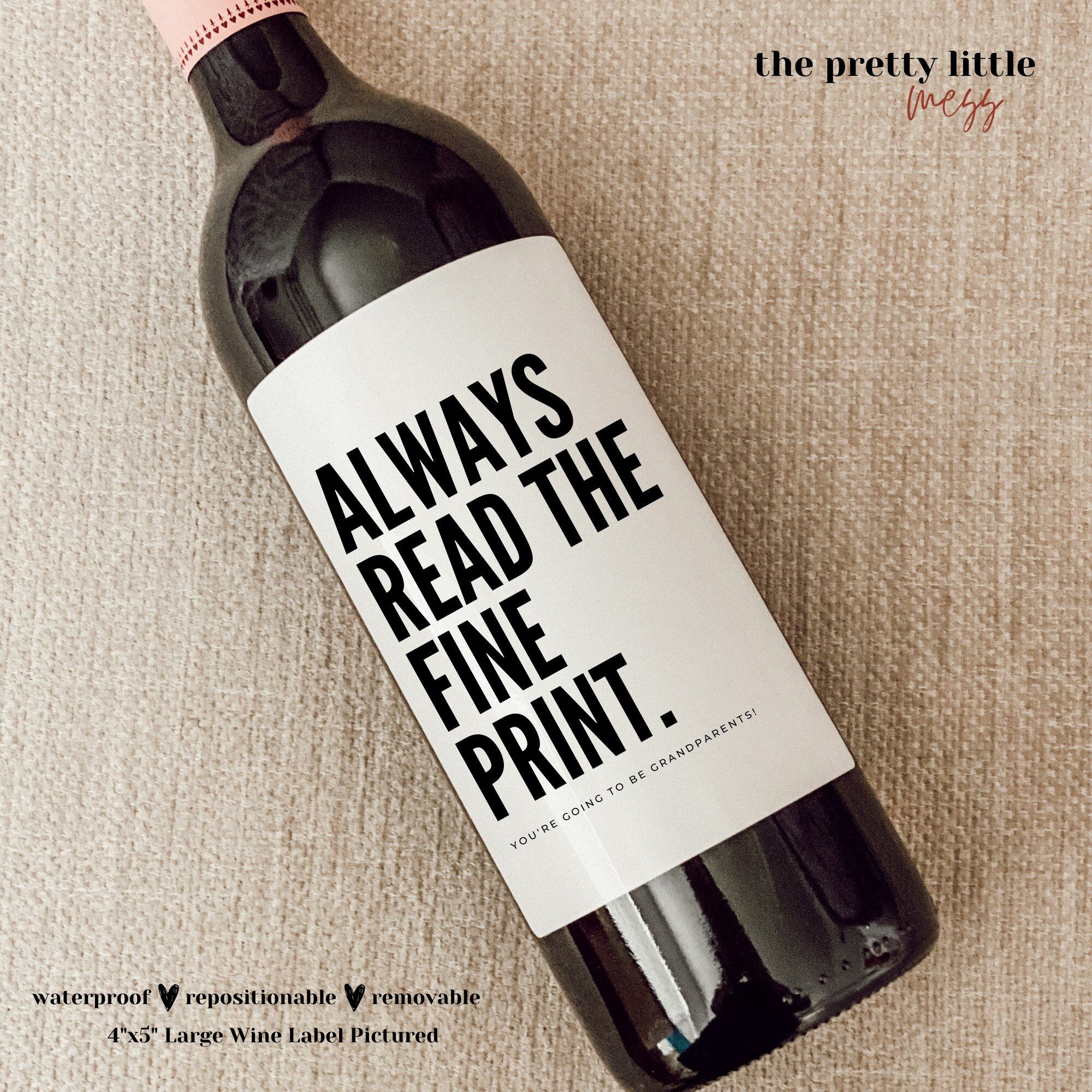 Baby Announcement Wine Labels | Personalized Pregnancy Announcement Gift | Pairs well with being Grandparents | Gift for Aunt, Uncle