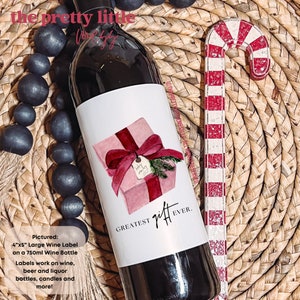 Etiquette de vin de Noël, Faire-part de grossesse pour Noël, Plus on est joyeux, Fête de Noël, Cadeau des fêtes, Idées cadeau Noël pour grands-parents