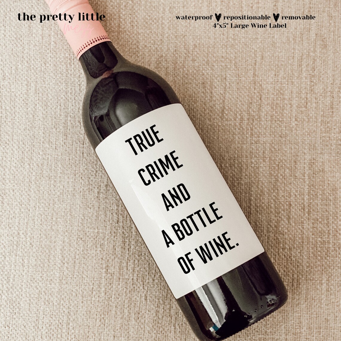 True Crime and a Bottle of Wine Funny Wine Label Gift for Etsy