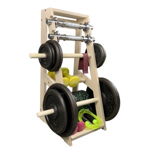 Tydi Up | Weight holder | Tidy up the gym | Home gym weight holder | Disc rack | Vertical disc weight holder | Wood