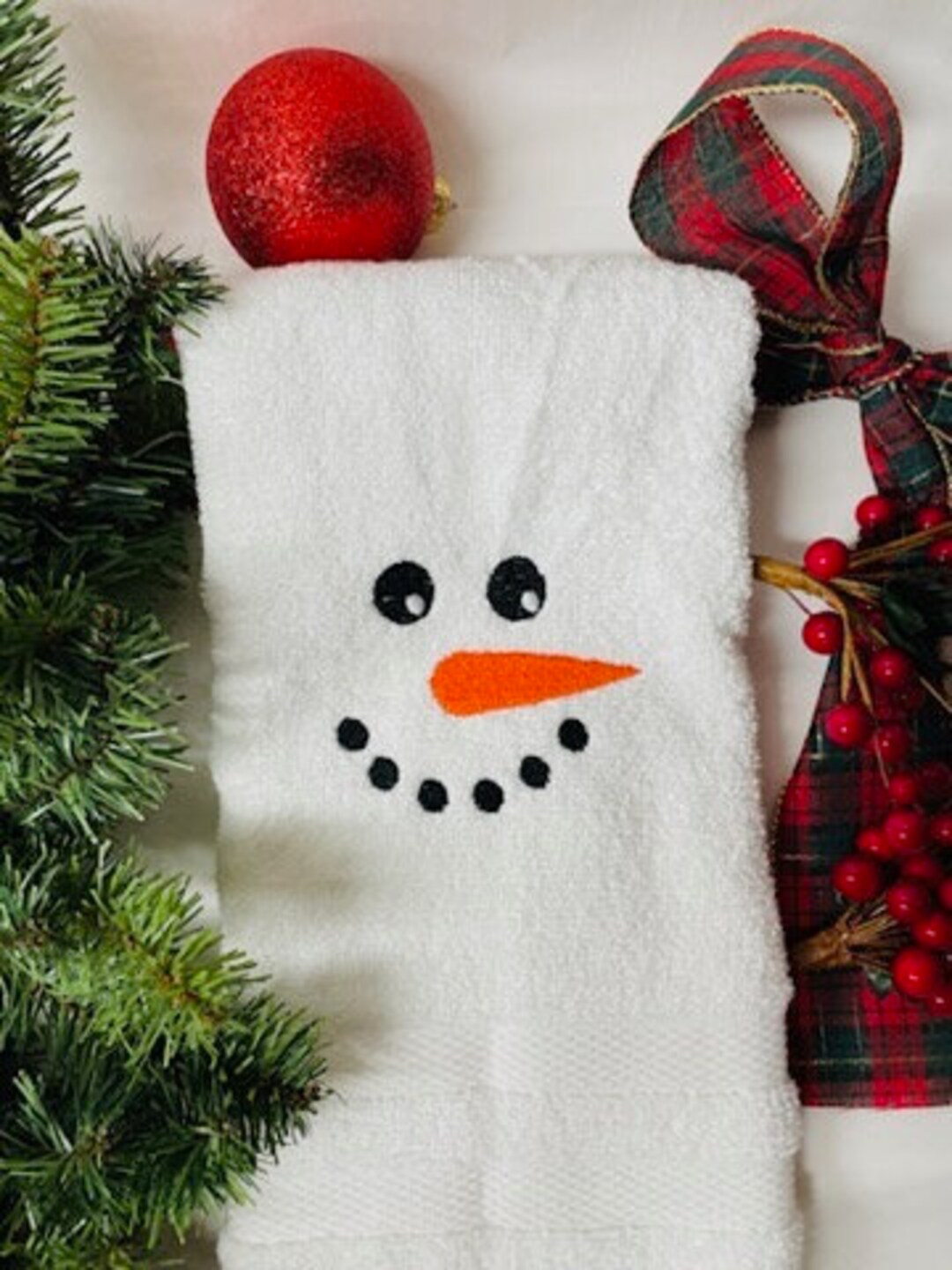 Snowman Hand Towel Christmas Towel Holiday Towel Hand Etsy