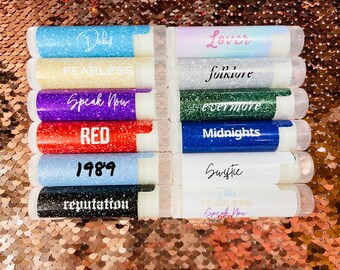 Set of 12 Custom Eras Tour TS Lip Balms | Swiftie Lip Balms | 100% Organic | Custom Swiftie Lip Balm | Limited Edition